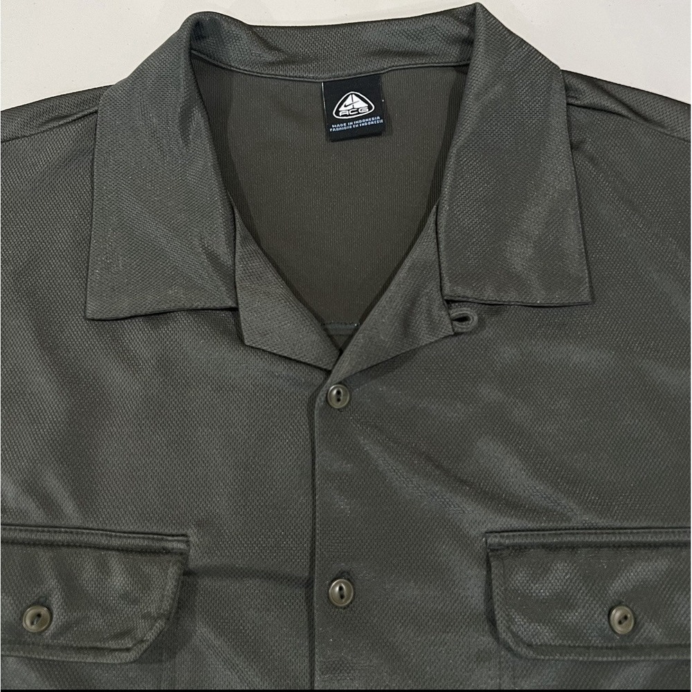 Vintage Nike ACG Camp Shirt Large Green Gorpcore Y2K Button Up Men's Loop Collar